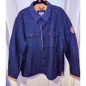 LL Bean Maine Guide Signature Sherpa Lined Wool Jacket Men’s SzXL Blue&Blk Check